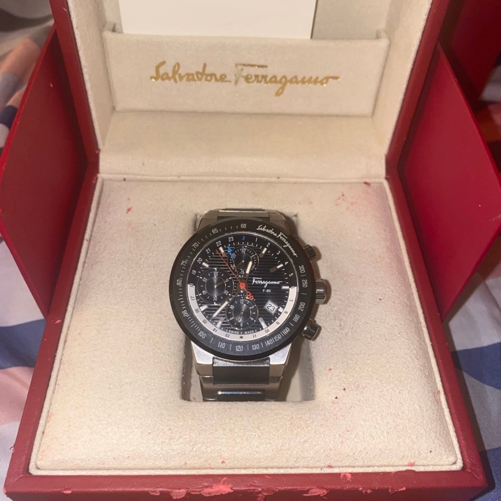 Salvatore Ferragamo F-80 GMT Titanium Sapphire Crystal Automatic  Watch